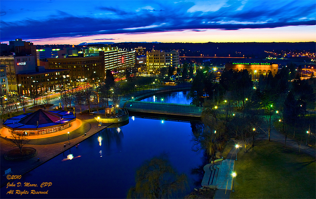 A view west from the top of the Clocktower in Spokane's Riverfront Park ...